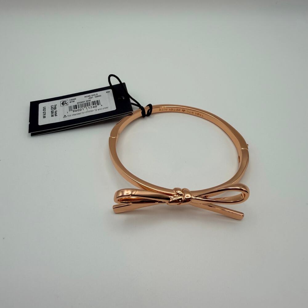 Kate Spade Skinny Mini Bow Bangle Rose Gold Tone Bracelet - Picture 5 of 5